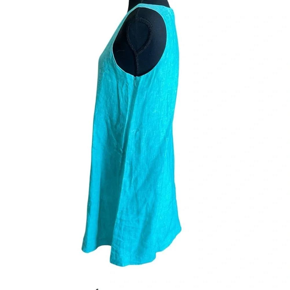 Vineyard Vines Aqua Blue Linen Sleeveless Shift Dress Size 6 - Picture 2 of 8